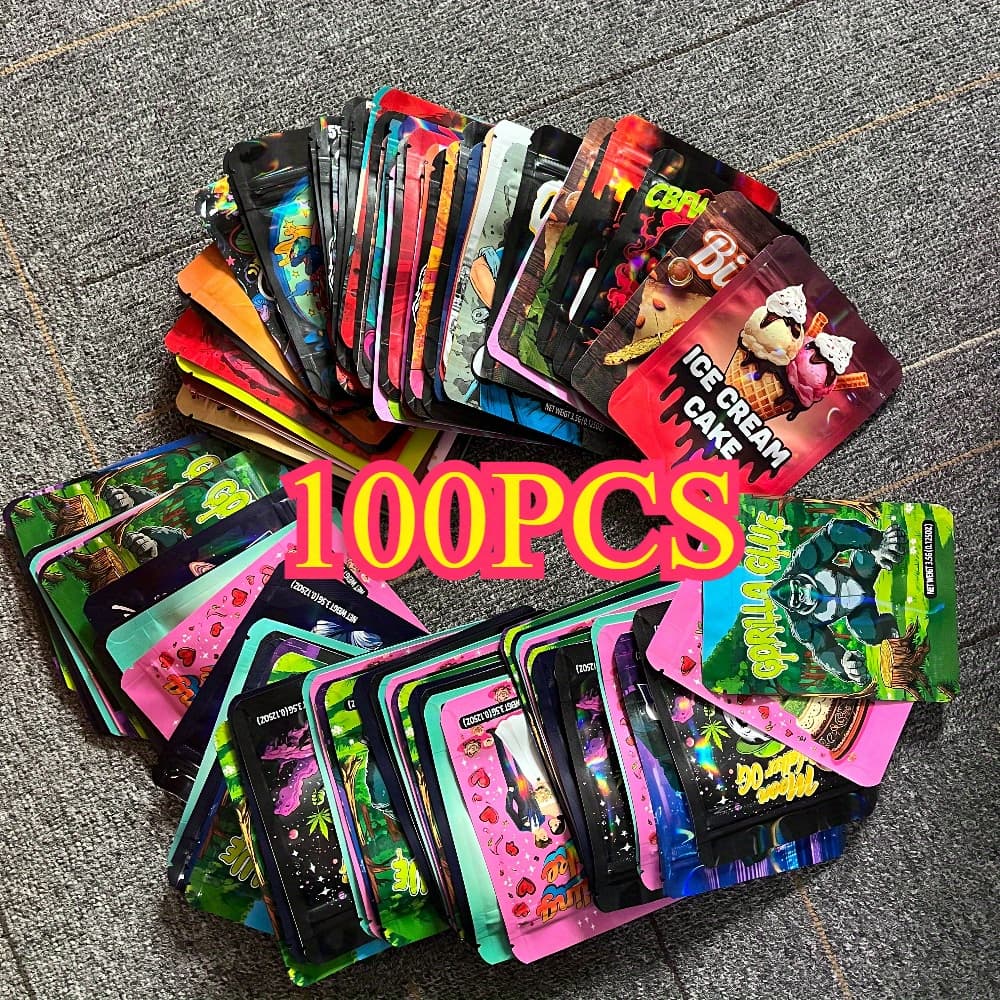 TEMU 100pcs Mix Mylar Bags 3.5 G | Resealable| Smell-proof Food Storage| Snack Bags