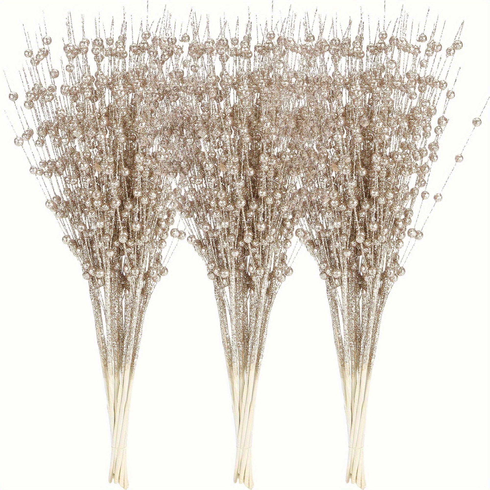 TEMU An Artificial Stem Decoration, Decorative Beads Glitter Branches For Christmas, Suitable For Christmas Tree Diy Wreath Gift Small Vase Home Decoration Party Decoration