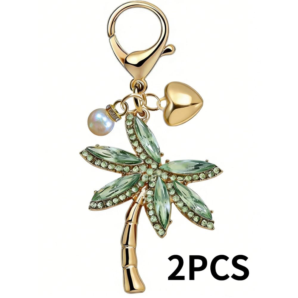 TEMU 2-5pcs, Sparkling Tree Bag Charm For Women &, Tropical Coconut Tree Keychain With & Heart, Durable Clasp Lightweight Elegant Bag Pendant, Perfect For Beach Vacation Summer Accessory, Gift
