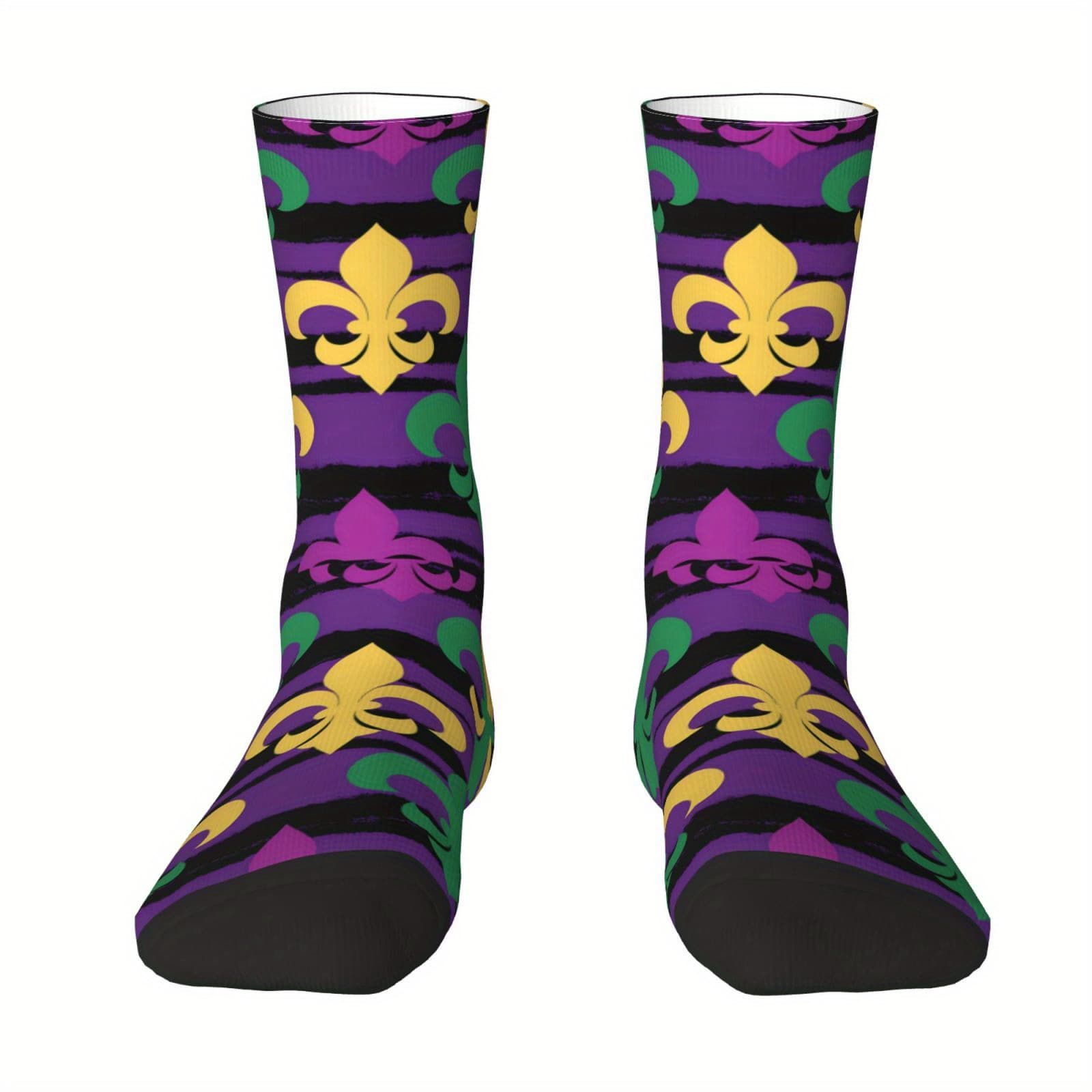 TEMU 1 Pair Of Novelty Printed Socks Featuring A Carnival Design, With 3d Digital Printing Technology. Unisex Novelty Printed Socks, Perfect For Home, Outdoor Leisure, Sports, And Gifting