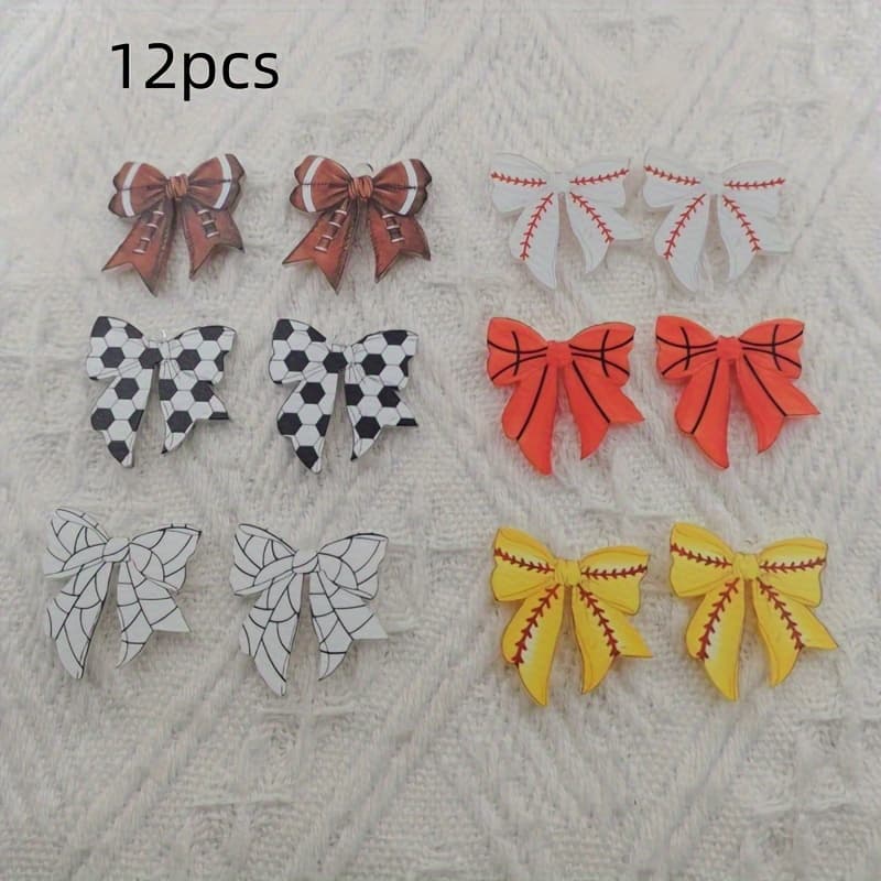 TEMU 12pcs Of Acrylic Bow Pendants, Jewelry Making Additions For Earrings, Necklaces, And Keychains