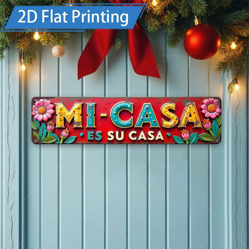 TEMU 2d Flat - [2d] 1pc Metal Sign, 4x16in Colorful Mexican Sign " Es " With For Door Wall Decor Wall Art Aluminum Painting Ideal For Porch Outdoor Home Decor Gifts, Halloween, Thanksgiving