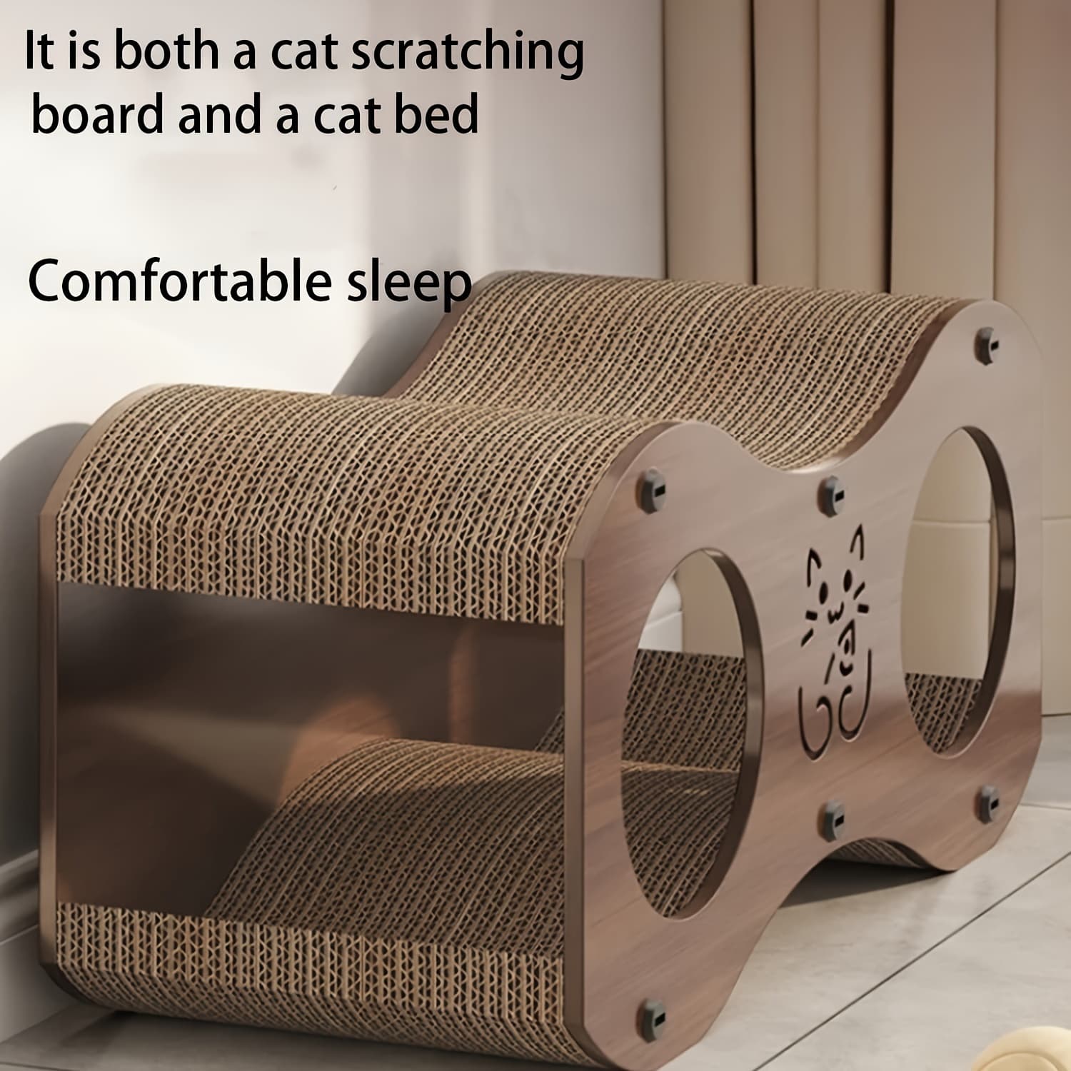 TEMU Suitable For All ! Walnut Cat Scratching Sofa, With A Woven Cat Bed, Perfect For Playing And Resting, A Must-have For Pets