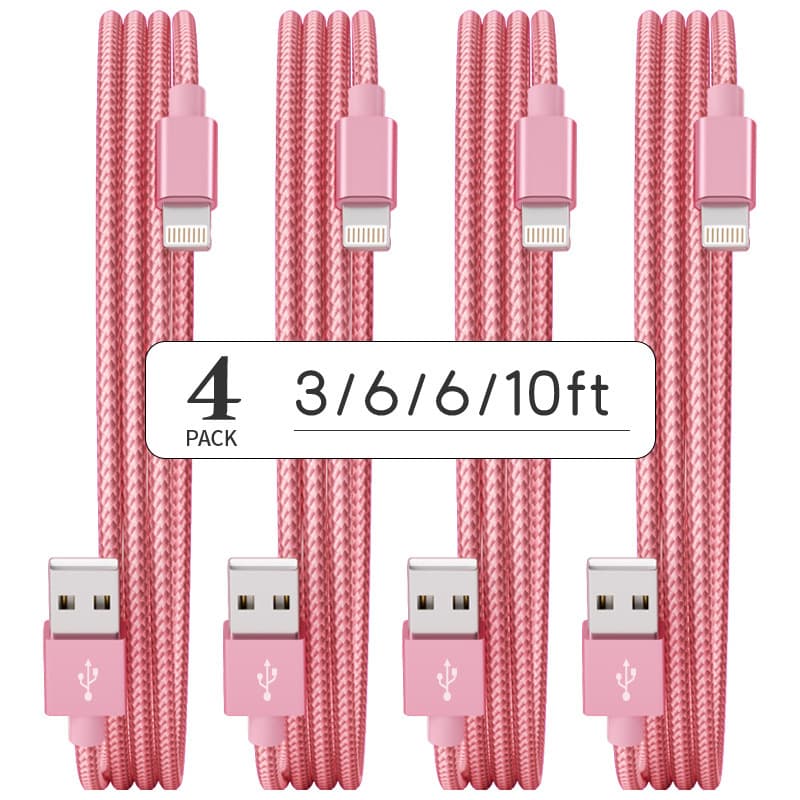 TEMU 4/ 8 Pack Usb Charging Cable Nylon Braided Fast Charging Cord Compatible For Iphone14/ 13/ 12/ 11/ X/ Max/ 8/ 7/ 6/ 6s/ 5/ 5s/ Se/ Plus/ Ipad
