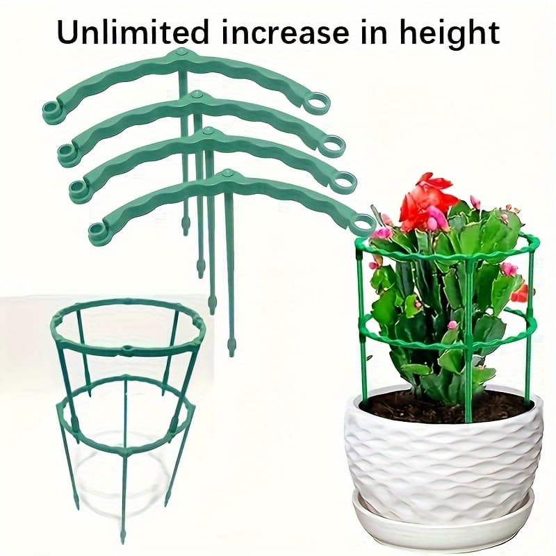 TEMU 8pcs Adjustable Plastic Plant Support Cages- Suitable For Indoor And Outdoor Flexible Garden Plant Support Frames