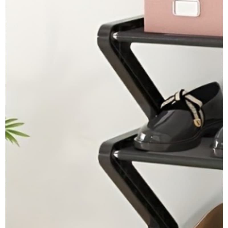 TEMU Four-layer Z-shaped Black Shoe Rack, Plastic Freestanding Floor Storage Rack, Essential For Living Room/dormitory, Easy To Assemble, Stackable, Wood-free And Power- Storage Wonder