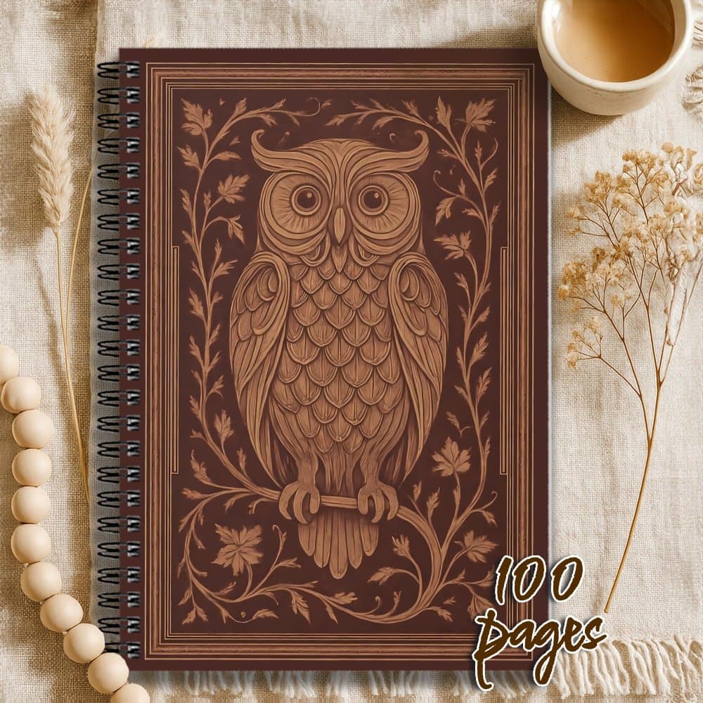 TEMU 1pc Spiral Notebook Journal, Spiral Notebook For Diary And Office Planners, Retro Owl Diary, Bird Notebook, Dark Retro Animal Diary, Diary, Notebook