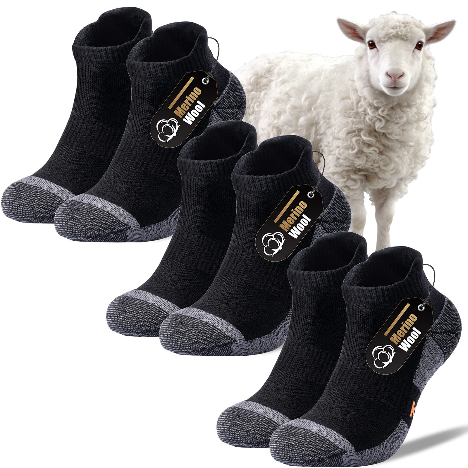 TEMU 3 Pairs Of Hiking Running Ankle Wool Wool Socks For Men And Women Compression Support Sweat Absorbing Breathable Thick Cushion Low Cut Invisible