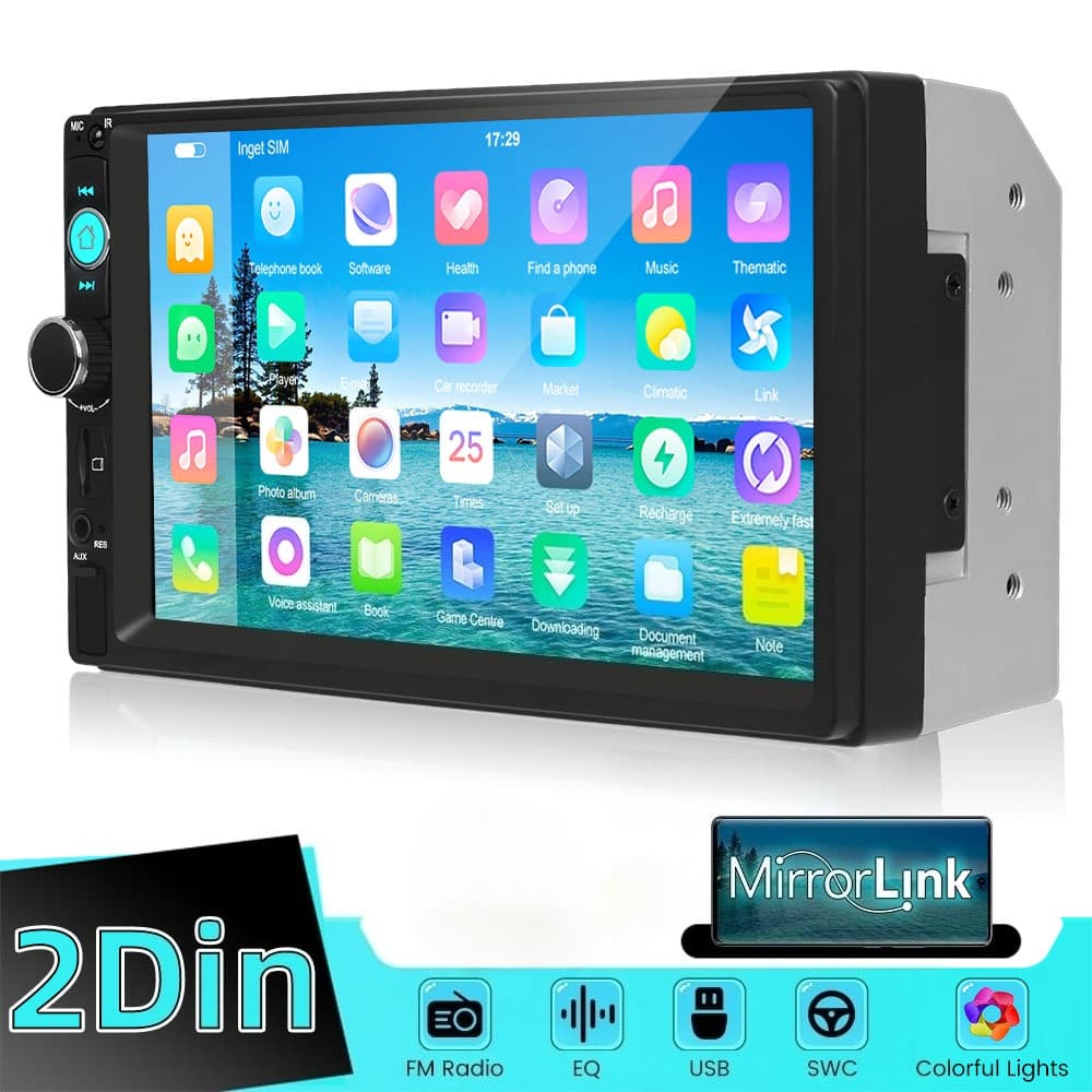 TEMU Double Din Car Stereo Blue//tooth 7 Inch Double Din Supports /radio/eq Usb/tf/aux Swc, Car Audio Receiver Mp5 Multimedia Player With Reverse Camera (optional)