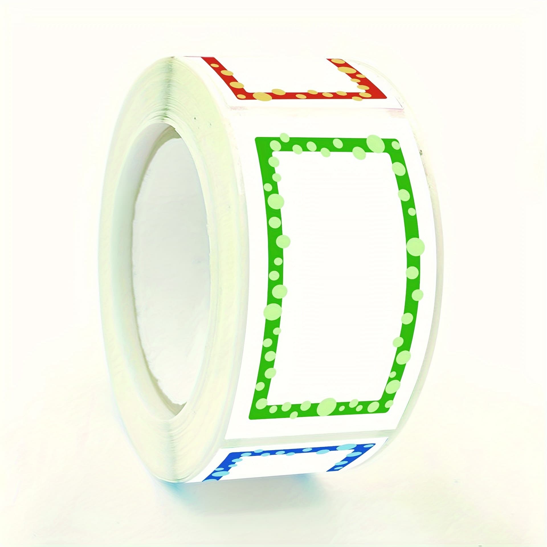 TEMU 1roll 250pcs Square Color Border White Background Self-adhesive Paper Sticker Packaging Tape Seal Suitable For Handwriting Mark, Spice Refrigerator Label, Kitchen Supplies, Diy Manual Sticker
