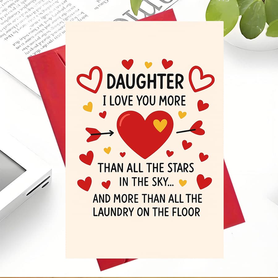 TEMU 1pc Perfect Christmaslove You More Daughter Greeting Card Funny Perfect Gift For Moms To Daughters On Birthdays Anniversaries Or