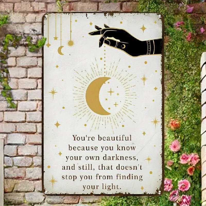 TEMU 1pc And Stars Wall-mounted Metal Wall Sign - Celestial Night Sky Theme With Moon Phases & , Durable Mural Suitable For Home Decor,, Bedroom,, Bathroom - Installation & Low-maintenance