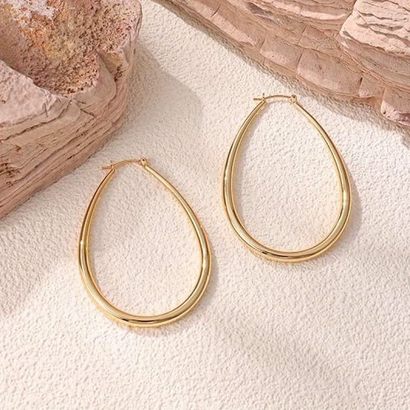 TEMU 18k Gold-plated Retro Bohemian Hoop Earrings For Women; Classic, Versatile, Simple Double-hoop Earrings; Party, Holiday, Dating Holiday Gift.