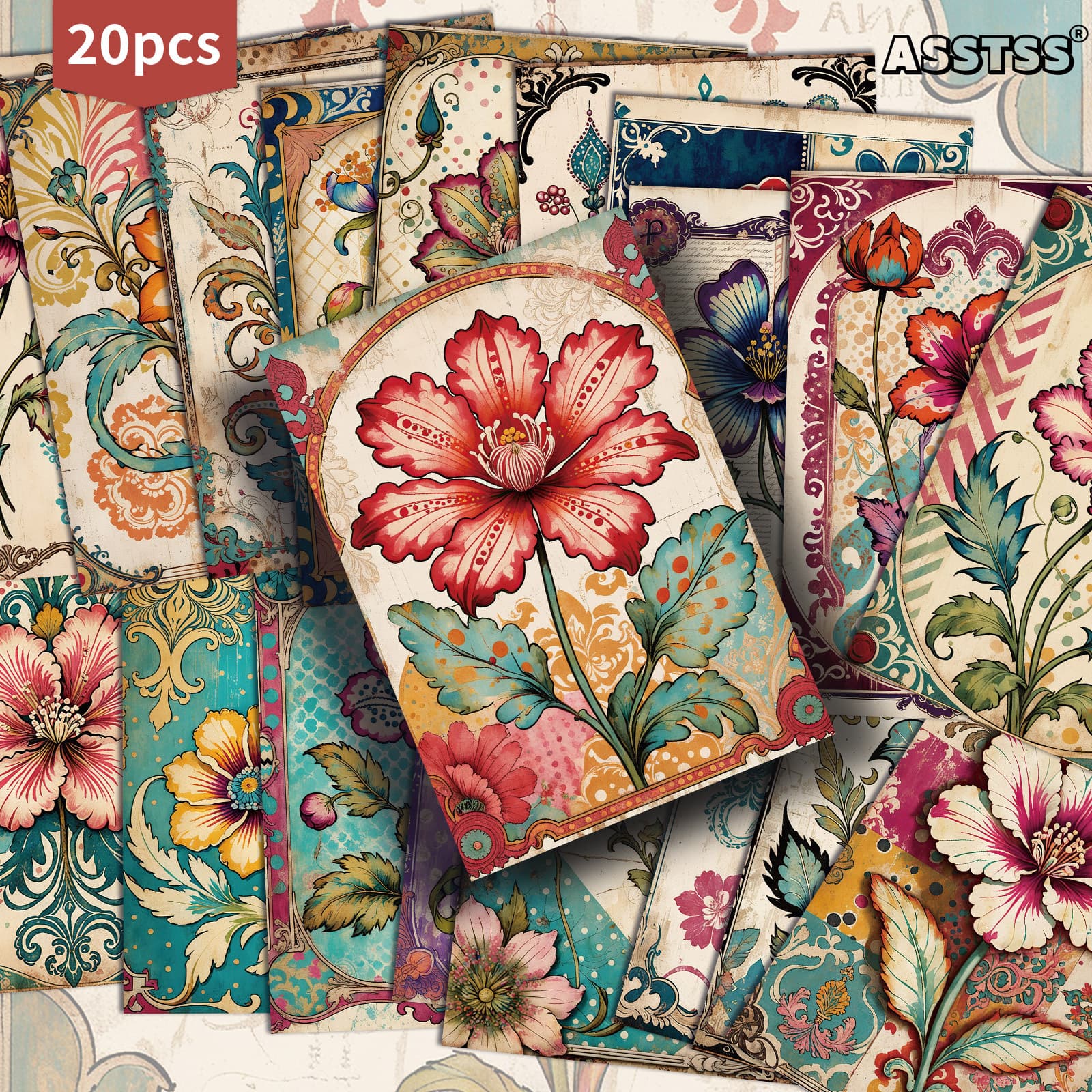 TEMU 20-pack Asstss Vintage Art Bouquets Postcards - 4x6 Inches Retro Junk Journal Supplies, Classic Pinup Illustrations Collectible Decorative Painting Cards For Scrapbooking And Crafting