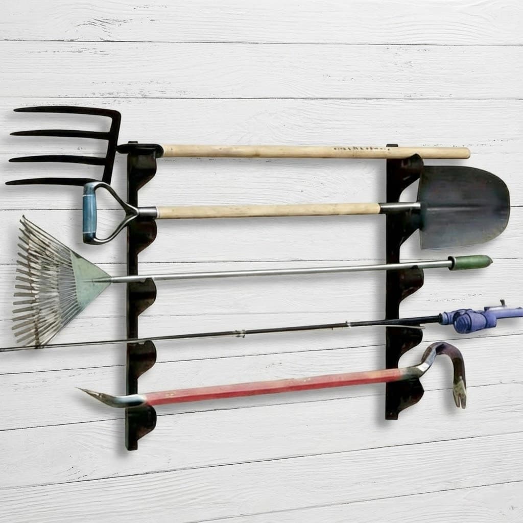 TEMU Heavy-duty Metal Storage Rack, Designed To , Ideal For Organizing Gardening Tools, Shovels, Rakes, And Long-handled Equipment. This Durable Steel Rack Is An Garage Or Shed.