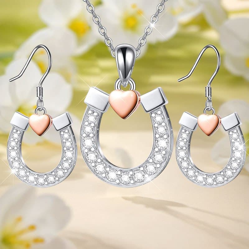 TEMU 3pcs Fashionable Minimalist Horseshoe Earrings Necklaces Party Commemorative Jewelry Versatile Exquisite Christmas And Birthday Gifts