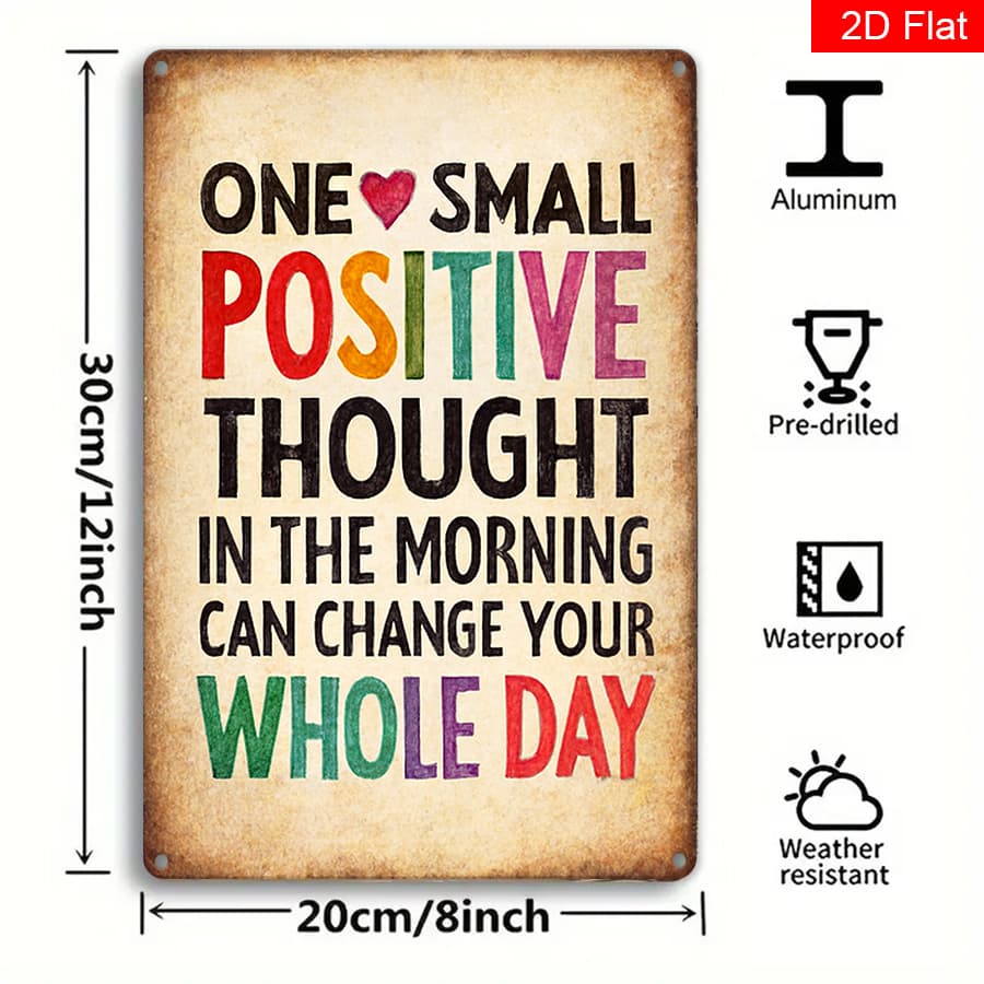 TEMU Decorative Wall Art | Inspirational Message "a Little In The Morning Can Change Your " - Aluminum, Vintage Style, Wall Hanging For Home And Office, Suitable For Women