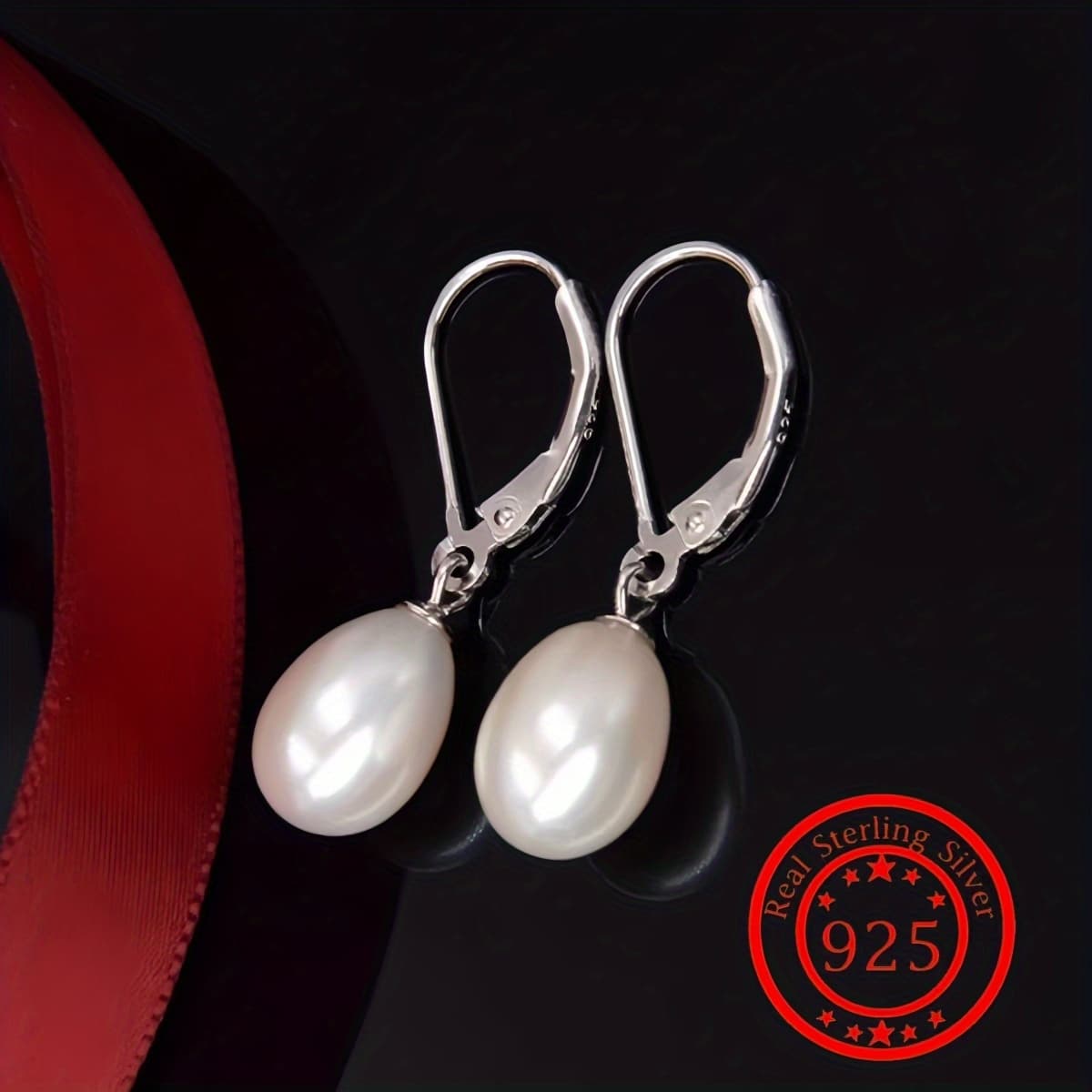 TEMU Pair Of Elegant 925 Sterling Silvery Drop Earrings, With Lobster Clasp, For Wedding Banquets, Valentine's Day, Music Festivals, All Season