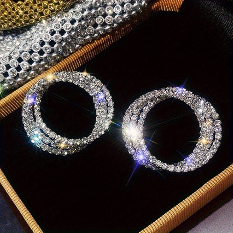 TEMU Of Sparkling Zirconia Embellished Hoop Earrings Elegant Jewelry For Casual
