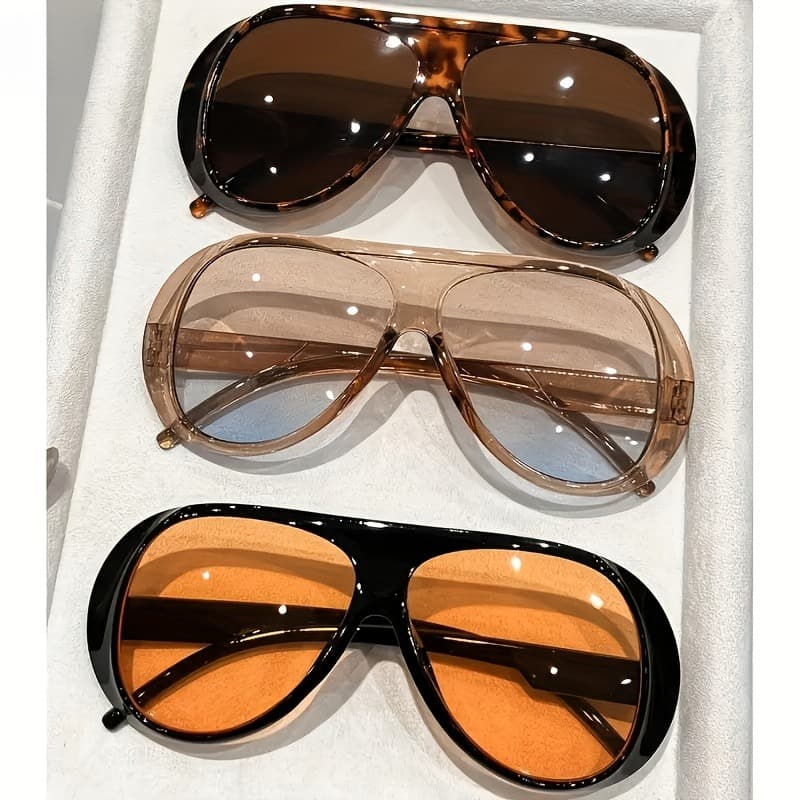 TEMU Fashion Decorative Glasses 3-pair Combination | Large Protection | Color Optional Photo Shape Artifact For Face Shape Modification
