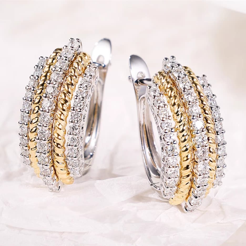 TEMU Elegant Hoop Earrings With Zirconia, Perfect For Women To Wear At Parties Or , Embodying A Hip Hop Style