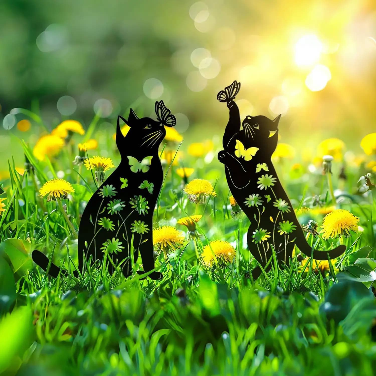 TEMU 2pcs Outdoor Cat Garden Decoration, Acrylic Cat Decorative Garden Stake, Black Cat Outdoor Decoration, Cat Garden Art, Suitable For Cat Lovers, Cat Yard Artwork, Perfect Gift