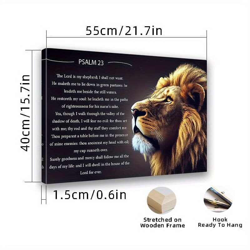 TEMU 2d Flat, 2d Flat, Canvas Painting Of A Lion, Suitable For Wall Art Prints Room, Bedroom, And Kitchen, Perfect For Home And Office Decor, And A Festive Gift For Him Or Her