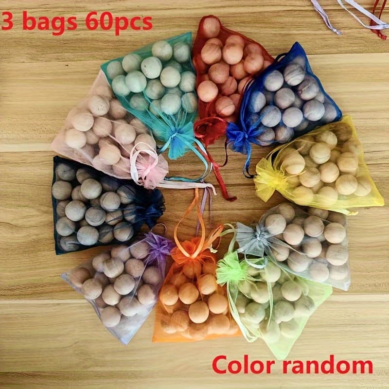 TEMU 3 Bags Of 60pcs Random Colors Cedar Balls For Wardrobes And Drawers, Suitable For Wardrobes, Shoe Cabinets, Storage Cabinets, Clothing Storage, The For Wardrobes, Durable And Practical