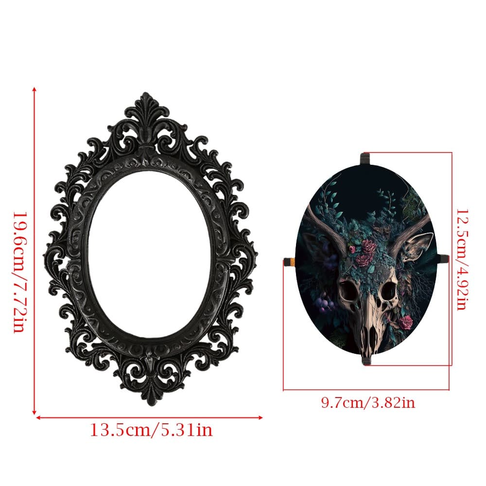 TEMU 1pc Dark Style Decorative Ornament Of A Deer . It Features A Deer With Flowers And Plants In , With A Retro Carved Black Frame, A Mysterious And Natural Dark Atmosphere To The Spa