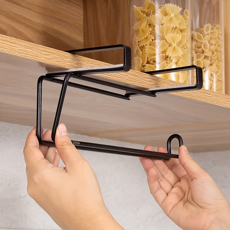 TEMU Stainless Steel Tissue Rack, Under-cabinet Use, Kitchen Towel Rack, Tissue Roll Dispenser, No-drill Wall Hanger