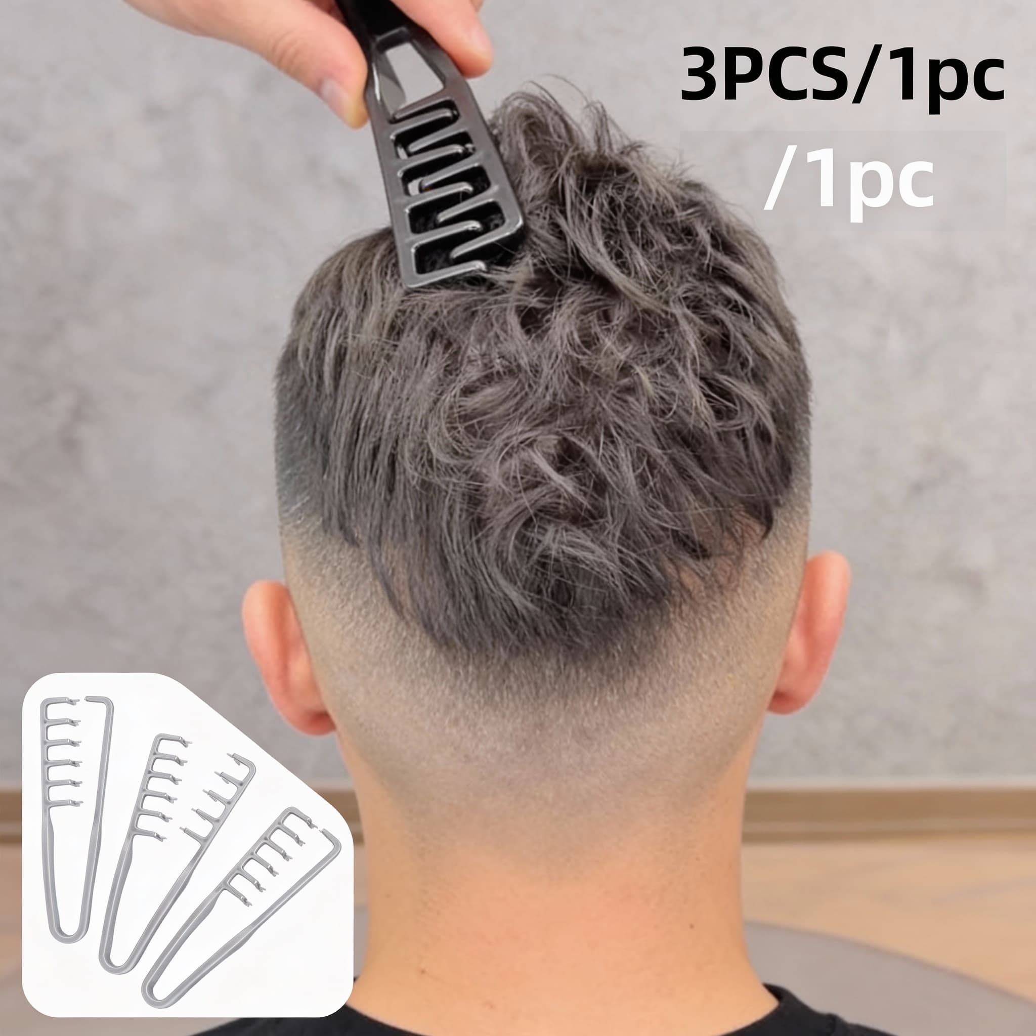 TEMU 3pcs Men's Styling Comb Made Of Plastic, Suitable For Daily Commuting, Business Trips, Travel, And Office Use. Portable, Compact, And Easy To Store. It And Volumizing Hair, Managing Flyaways