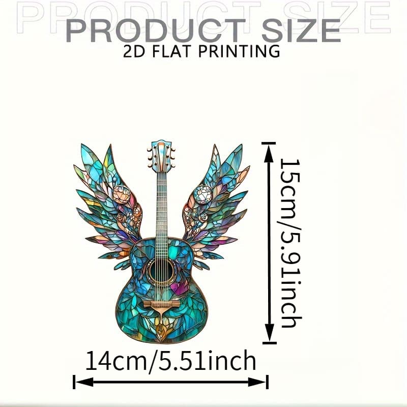 TEMU 2d Flat 2d Plane, 1pc, 2d Colorful Wing Guitar Sun Catcher, Garden Window Hanging Decor, Durable Home Gift, Indoor Outdoor Courtyard Scene Holiday Party Ornament, 2d Flat