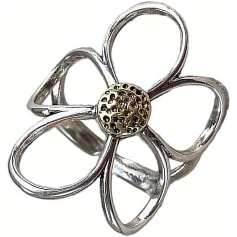 TEMU Hollow Flower Rings With Adjustable Textures, Fashion Enthusiasts.