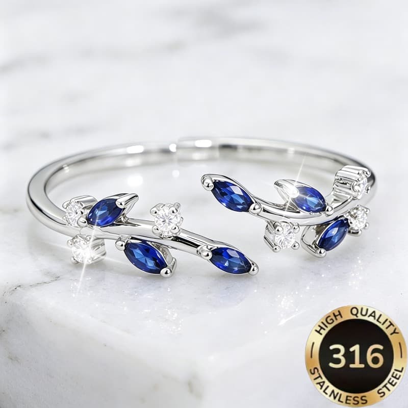 TEMU 1 High-quality Open Adjustable Steel Hypoallergenic Light Luxury Elegant Branch Design With Synthetic Zirconia Women's Ring Suitable For Daily Party Wear And Anniversary Gift