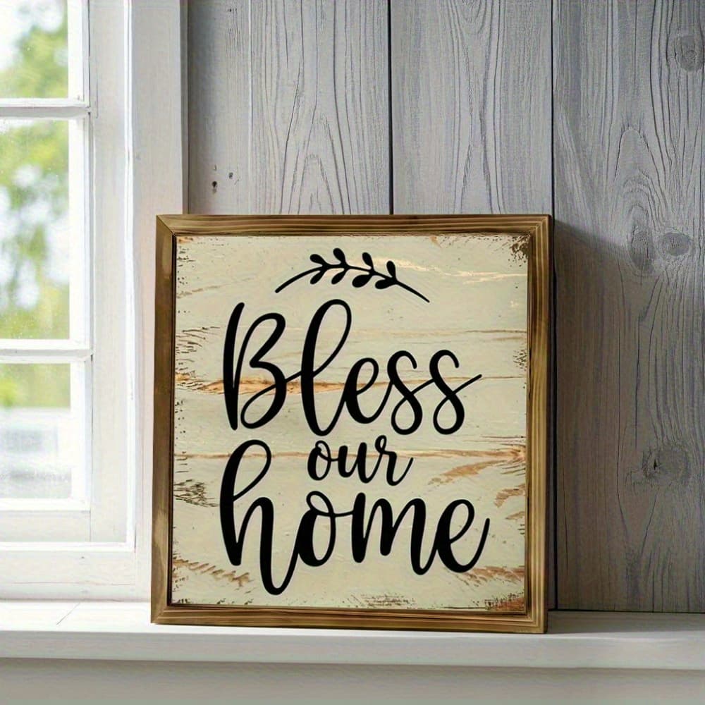 TEMU 2d Flat, Vintage Rustic Wooden Wall Art 8x8 Inches - " " Farmhouse Decor Sign, Natural Wood Plaque For Bedroom, Living Room, Cafe, Office, Housewarming Gift, No Electricity Needed, 2d Flat