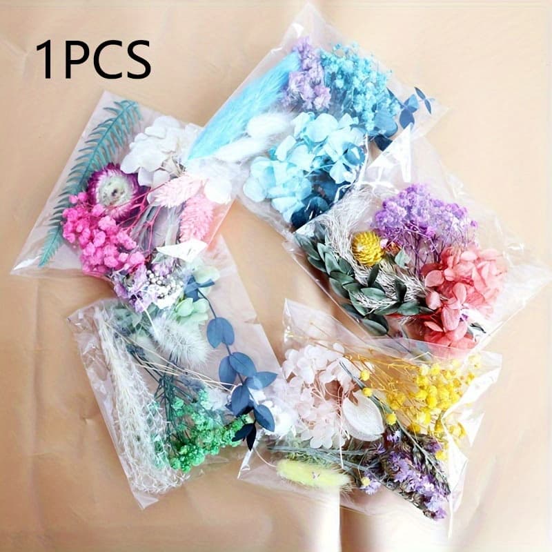 TEMU Random Dried Flower Filler Diy Craft Kit | Hydrangea & Mixed | For Epoxy Resin/ Candle/ Soap Making | Decor Art Supplies | Essential Handmade Crafting Material