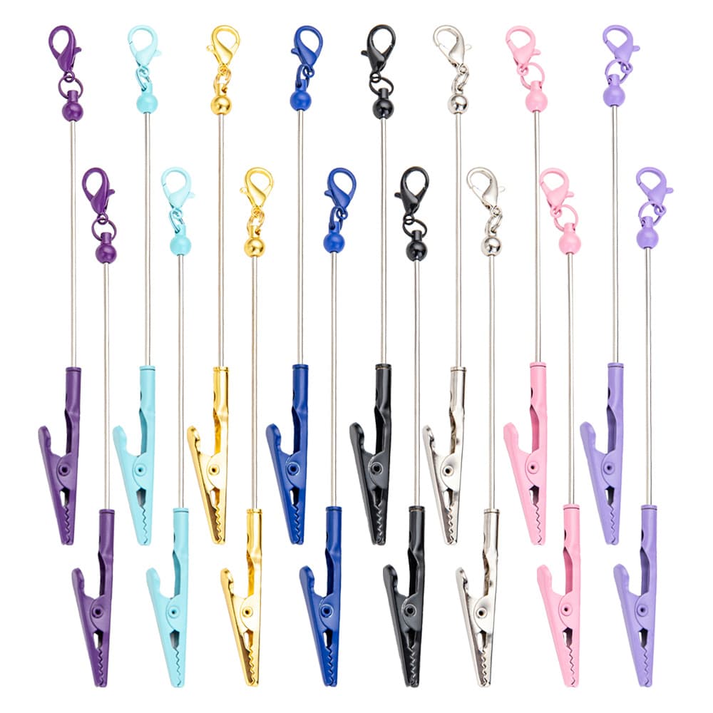 TEMU 8/ 16pcs Beaded Business Card Holder Keychain Blank Alligator Clip For Business Cards, Photos, Notes And Messages -