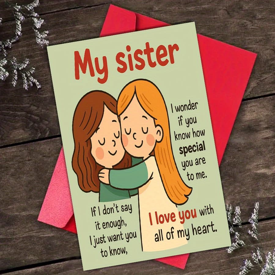 TEMU 4pcs (2 Envelopes + 2 Greeting Cards) Sister Greeting Cards - Message With Envelopes, Perfect For Birthdays And Special Occasions, Expressing Love And Gratitude To Sisters, Ideal Gifts For ,