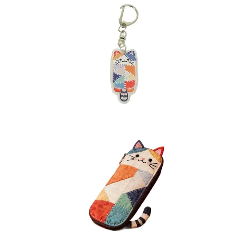 TEMU 2pcs Of 1set 1 Cat-shaped Pencil Case + 1 Kitten Keychain, 3d Kitten Silhouette - Cute Pencil Case, Suitable For School And Office Use, Portable Desktop Organizer - -themed