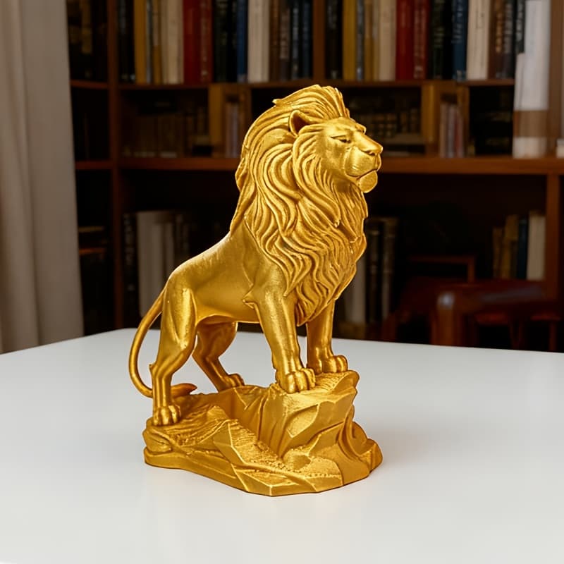 TEMU A Magnificent Lion Statue - Symbolizing And , In Golden And Orange Colors, Suitable Decorating A Home Office Desk, As A Display Piece , Or As An .