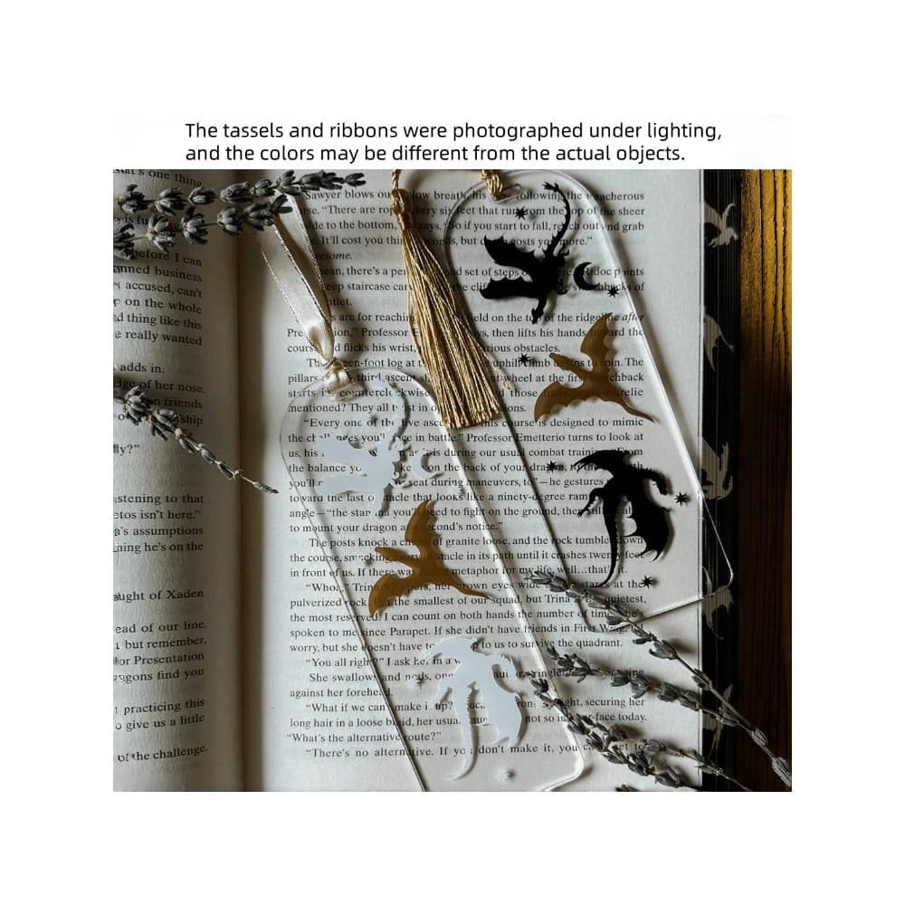 TEMU 2pcs Acrylic Bookmark Suitable For Book Lovers - Dragon-themed Page Saver With Fourth Wing, Bookmarks For -books, , Journals & Gifts For Readers (, Minimal)