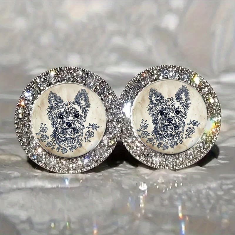 TEMU Shining Retro Puppy Pattern Cute Animal Shape Earrings, Exquisite Inspirational Jewelry For Fashionable Wear, Ideal Gift And Fashion Trend , For Teenager