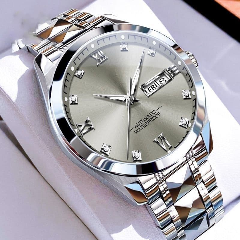 TEMU Men's Luxury Watch Movement With Luminous Hands & Date Display - Stainless & Band Elegant Watch Suitable For Business, Professional, Casual Attire - Ideal Gift For Men