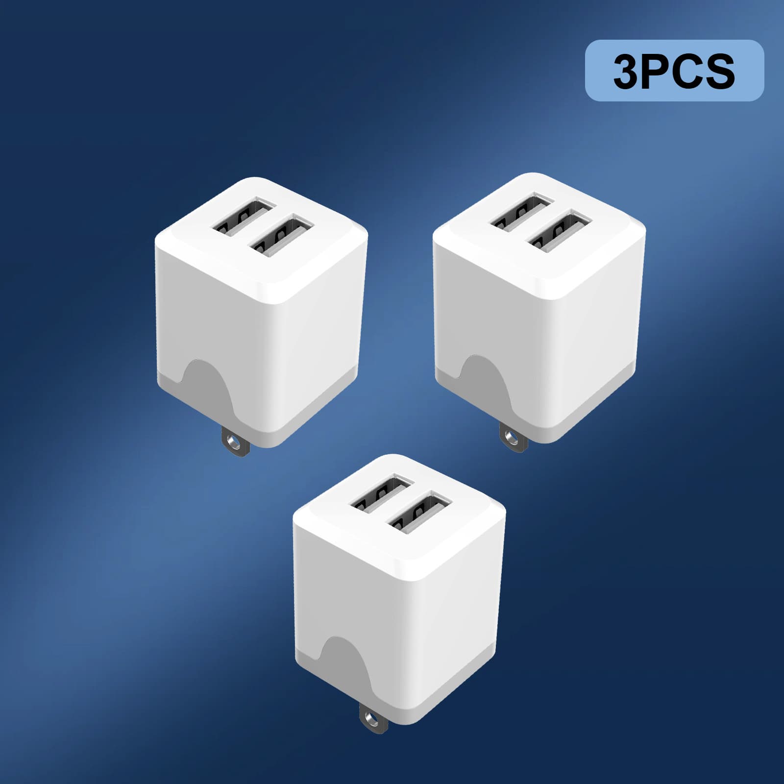 TEMU Usb Wall Charger, Dual Port Quick Charger Plug Cube For Iphone 15 14 13 12 11 Pro Max 10 Se X 8 7 Plus Fast Charging Box Brick