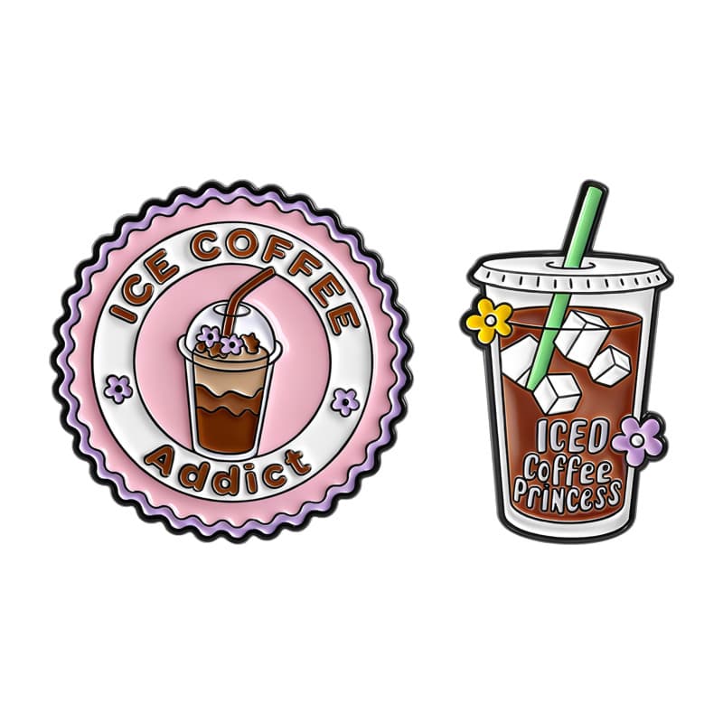 TEMU 2pcs Ice Coffel.circular Cartoon Creative Coffee Cup Design Cartoon Brooch Collar Needle Scarf Accessory Metal Badge Backpack Decoration Enamel Lapel Pin Gift For Jewelry Additions