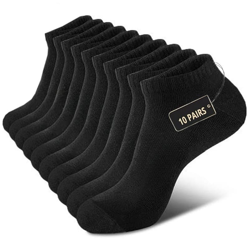 TEMU 10-pair Men's Socks, 10-pair Low-cut Cushioned Casual Socks For Men
