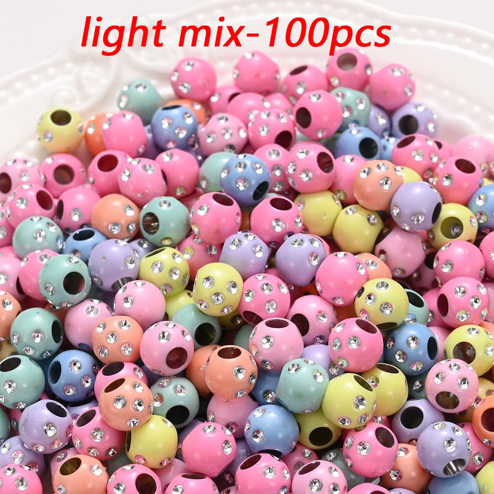 TEMU 100pcs 7x8mm Spacer Shiny Beads Light & Deep Mix Acrylic Jewelry Beads & Bead Assortment For Making Bracelet Necklace Earring Keychain Findings, Hole 3.8mm