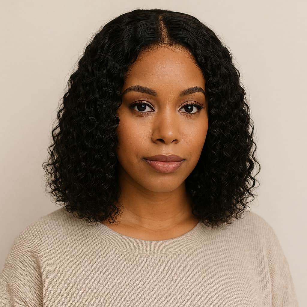 TEMU 14-inch Wave No-glue Lace Wig| Pre-trimmed Hairline For And More Comfortable Wear, No Glue Required, Suitable For Parties, Balls, And Daily Use