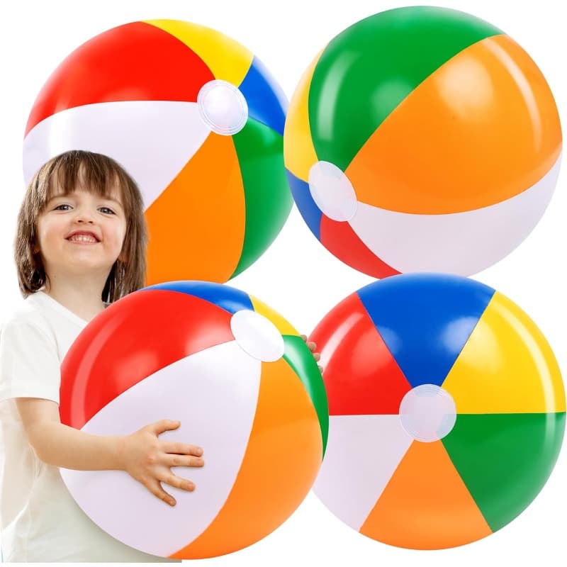 TEMU Syncfun 4-pack 20" Beach Balls - Large Ball Inflatable Pool Toys For Party Supplies Decorations, Adults Kids Birthday Luau Summer Games Multi-item Party Favor Packs
