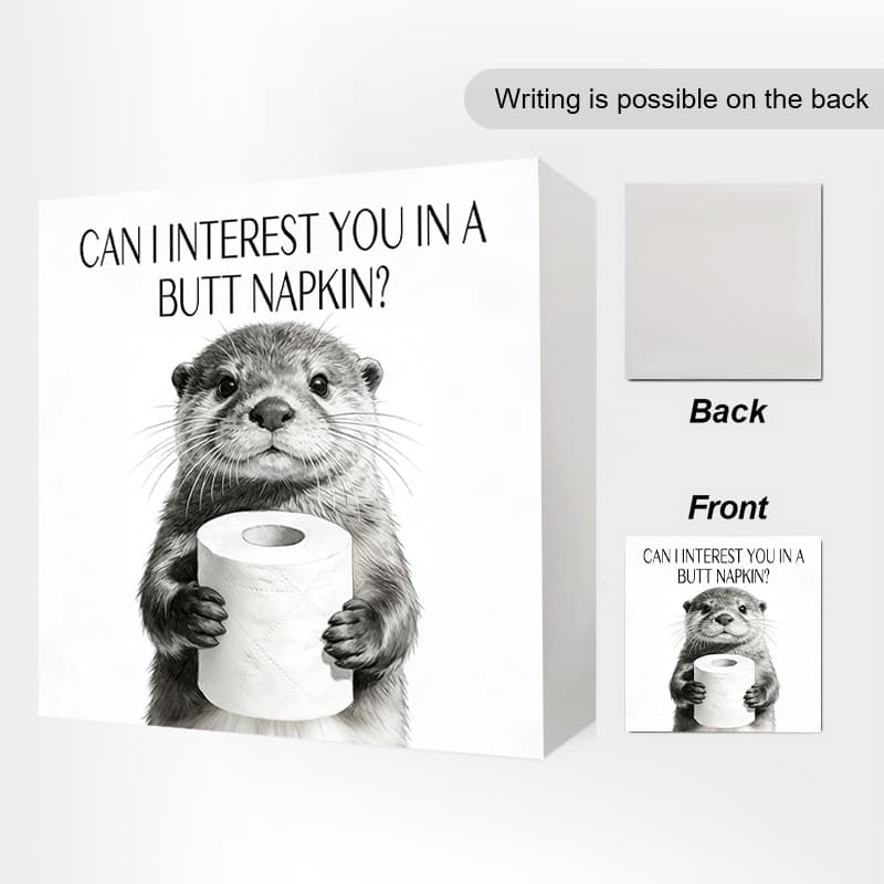 TEMU 1pc Funny Otter Pvc - 'can I You In A Napkin?' Humorous Bathroom Decor For Home, Restroom - Ideal For Bathroom Decoration, Housewarming, White Elephant Gift & Desk Ornament